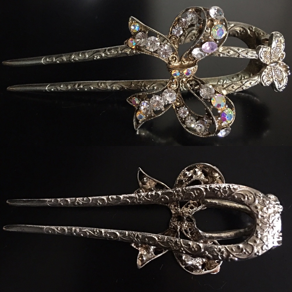 Crystal Bow Hair Prong/Fork 🎀 FIRM $ 🎀